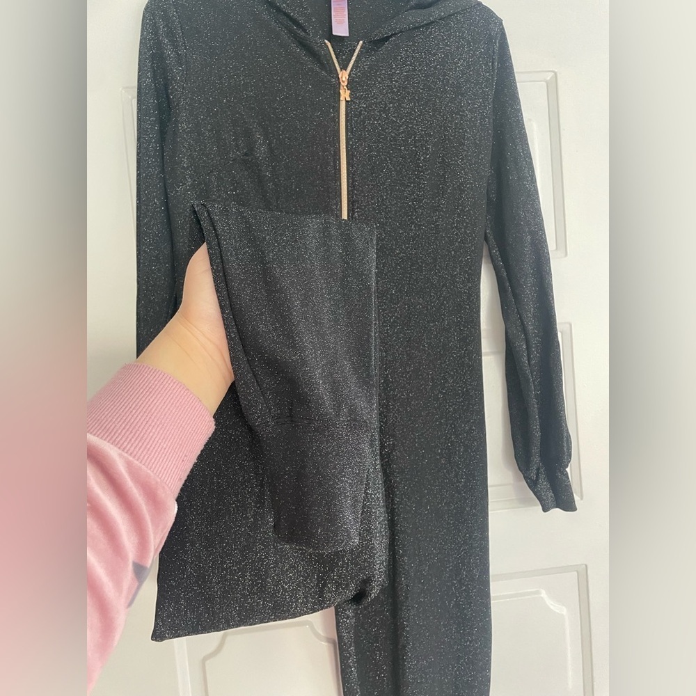 Savage X Fenty Black Metallic Full Zip Hooded Jumpsuit Womens Size Small Glam - Picture 8 of 9